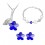 Parure bijoux fleur strass collier boucles d'oreilles bracelet argentée Couleur Bleu roi