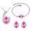 Parure bijoux goutte strass collier boucles d'oreilles bracelet argentée Couleur Rose