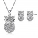 Parure bijoux hibou oxyde de zirconium argenté