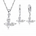 Parure bijoux petit papillon oxyde de zirconium argenté