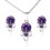 Parure bijoux ruban noeud oxyde de oxyde de zirconium argentée Couleur Violet