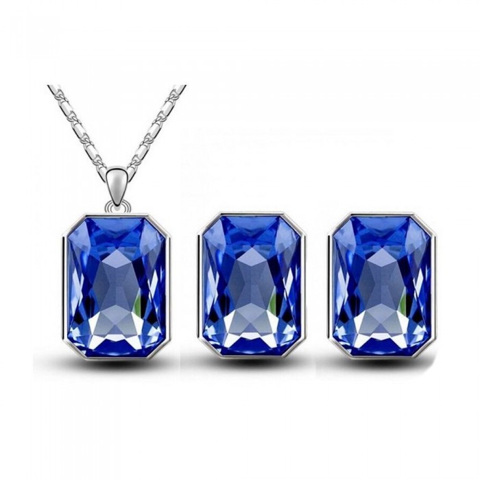 Parure bijoux cube de strass argentée