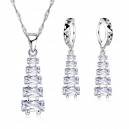Parure bijoux tour d'oxyde de zirconium argenté