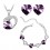 Parure bijoux coeur collier boucles d'oreilles bracelet argentée Couleur Violet