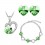 Parure bijoux coeur collier boucles d'oreilles bracelet argentée Couleur Vert