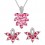 Parure bijoux feuille de strass pendant argentée Couleur Rose