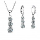 Parure bijoux pendentif 3 oxyde de zirconium argenté