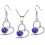 Parure bijoux coeur oxyde de zirconium rond argentée Couleur Violet