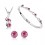 Parure bijoux de strass collier boucles d'oreilles bracelet argentée Couleur Rose