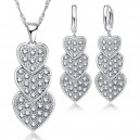 Parure bijoux 3 coeurs articulés cristaux argenté