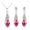 Parure bijoux goutte ovale pendant argentée Couleur Rose
