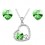 Parure bijoux 3 coeurs strass argentée Couleur Vert