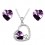 Parure bijoux 3 coeurs strass argentée Couleur Violet