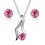 Parure bijoux strass rond argentée Couleur Rose