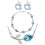 Parure bijoux collier fleur boucles d'oreilles pomme bracelet goutte argentée Couleur Bleu turquoise