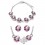 Parure bijoux collier papillon bracelet coeur boucles d'oreilles strass argentée Couleur Rose