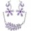 Parure bijoux fleur de printemps feuille plume oxyde de zirconium argenté Couleur Violet