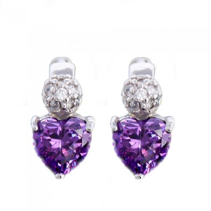 Boucles d'oreilles créole coeur oxyde de zirconium argentées