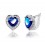 Boucles d'oreilles coeur oxyde de zirconium argentées Couleur Bleu roi