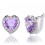 Boucles d'oreilles coeur oxyde de zirconium argentées Couleur Violet