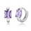 Boucles d'oreilles créole carré oxyde de zirconium argentées Couleur Violet