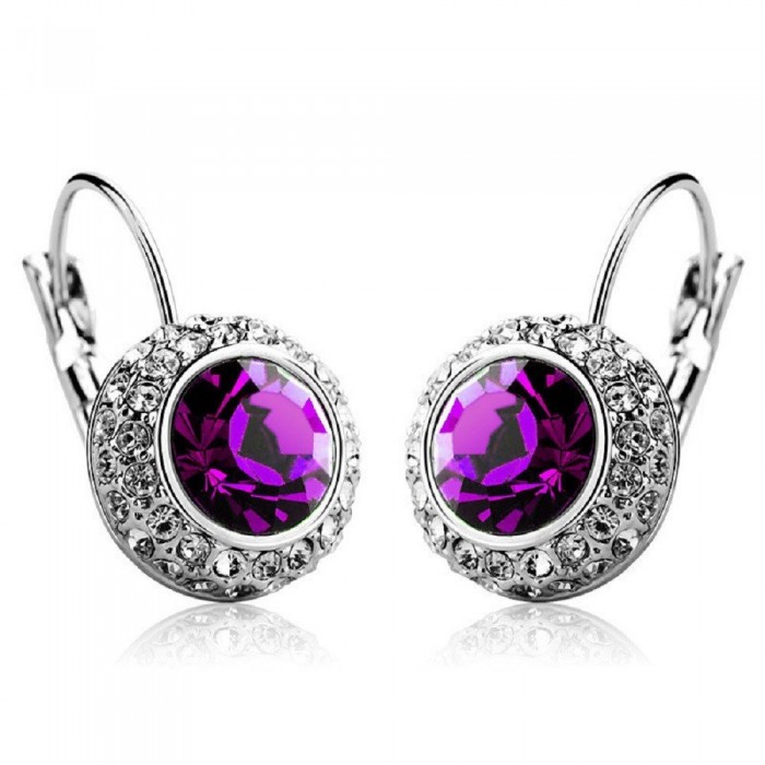 Boucles d'oreilles dormeuse strass rond argentées