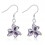 Boucles d'oreilles trèfle à 3 feuilles oxyde de zirconium argentées Couleur Violet