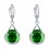 Boucles d'oreilles anneaux créole pendantes oxyde de zirconium rond argentées Couleur Vert