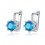 Boucles d'oreilles anneaux couronne oxyde de zirconium argentées Couleur Bleu turquoise