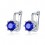 Boucles d'oreilles anneaux couronne oxyde de zirconium argentées Couleur Bleu roi