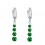 Boucles d'oreilles créole anneaux 4 oxyde de zirconium alignés argentées Couleur Vert