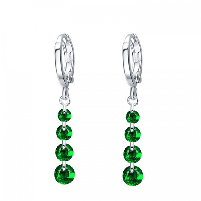 Boucles d'oreilles créole anneaux 4 oxyde de zirconium alignés argentées