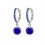 Boucles d'oreilles créole oxyde de zirconium pendant argentées Couleur Bleu roi