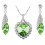 Parure bijoux collier coeur de l'océan boucles d'oreilles goutte ovale argentée Couleur Vert