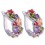 Boucles d'oreilles anneaux créoles serties d'oxyde de zirconium goutte ovale rond argentées Couleur Multicolore