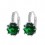 Boucles d'oreilles dormeuses oxyde de zirconium rond argentées Couleur Vert