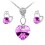 Parure bijoux coeur collier boucles d'oreilles argentée Couleur Rose Fushia