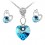 Parure bijoux coeur collier boucles d'oreilles argentée Couleur Bleu turquoise