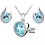 Parure bijoux collier coeur flèche boucles d'oreilles goutte argentée Couleur Bleu turquoise