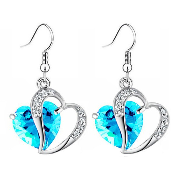 Boucles d'oreilles 2 coeurs pendants oxyde de zirconium argentées