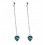 Boucles d'oreilles coeurs pendants avec chaînettes argentées Couleur Bleu turquoise