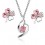 Parure bijoux trèfle collier boucles d'oreilles argentée Couleur Rose