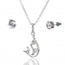 Parure bijoux baleine animal marin oxyde de zirconium argentée