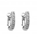 Boucles d'oreilles anneaux dormeuses strass alignés argentées