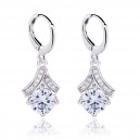 Boucles d'oreilles créoles oxyde de zirconium pendant argentées
