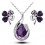 Parure bijoux collier goutte strass boucles d'oreilles trèfle argentée Couleur Violet