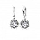 Boucles d'oreilles créoles oxyde de zirconium rond pendant argentées