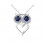 Collier hibou coeur yeux oxyde de zirconium argenté Couleur Bleu roi