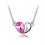 Collier coeur strass argenté Couleur Rose