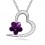 Collier coeur fleur strass argenté Couleur Violet